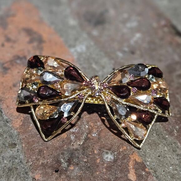 Gorgeous Retro Rhinestone Encrusted Bow Hair Clip ~ Cosplay Costume Party Twee